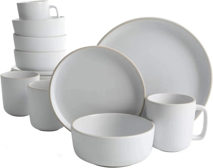 16 - Piece Matte Stoneware Dinnerware Set - Zuma Collection - Rain Bown Home