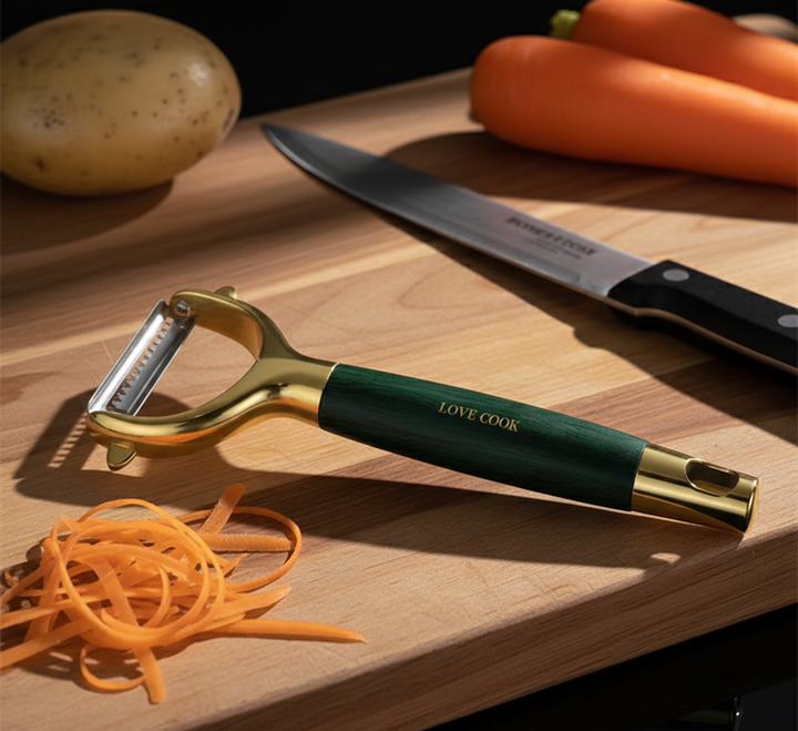 Stainless Steel Vegetable Peeler with Wooden Handle