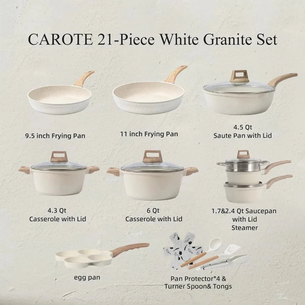 Carote Pro 21 - Piece Cookware Set - Rain Bown Home